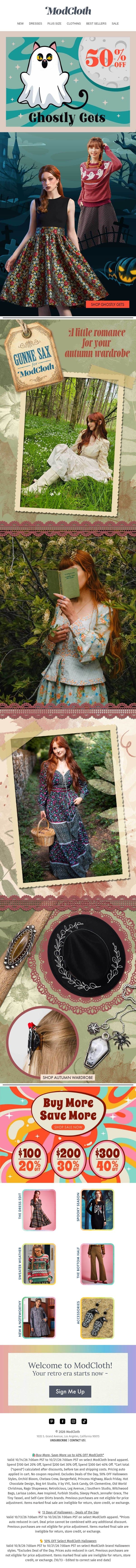 Sunday Shopping, Sorted email from ModCloth screenshot