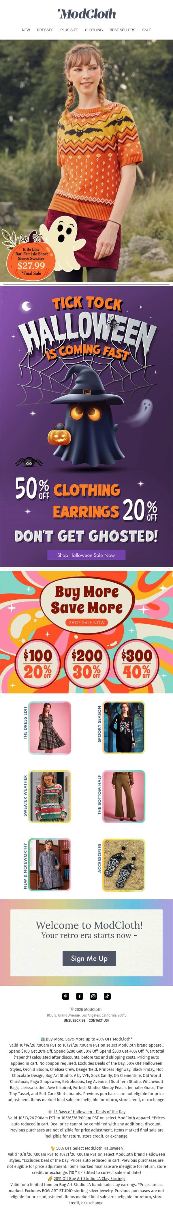 Not to Rush You, But Halloween Is Coming email from ModCloth screenshot