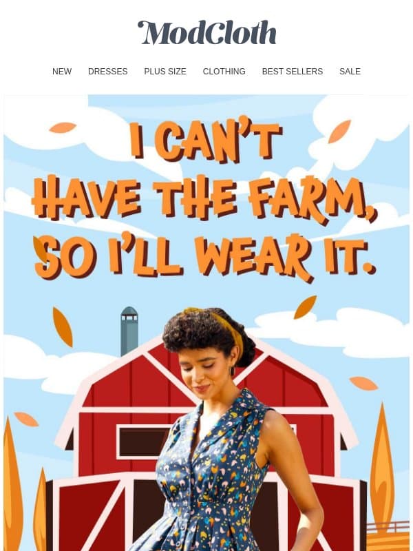 Farm life is… only in my dreams 🐮 email from ModCloth