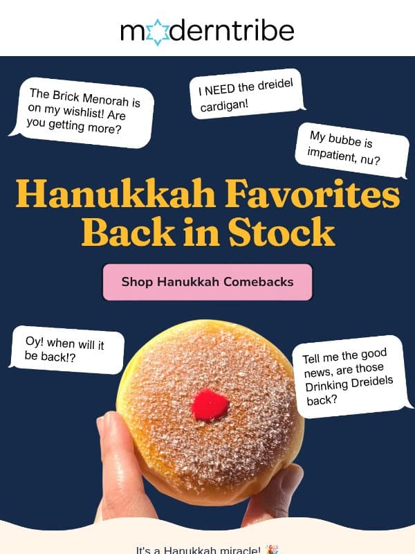 🕎 Back in Stock: Sufganiyah Squish Toy and More! ✨ email from Modern Tribe