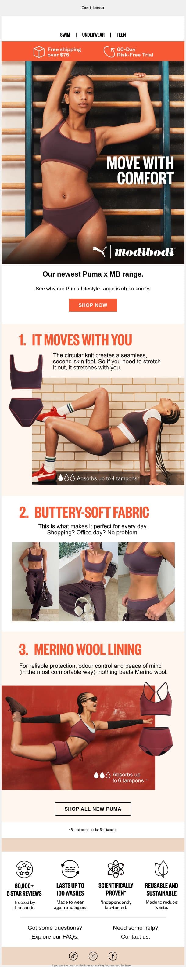 Puma: Move With Comfort email from Modibodi screenshot