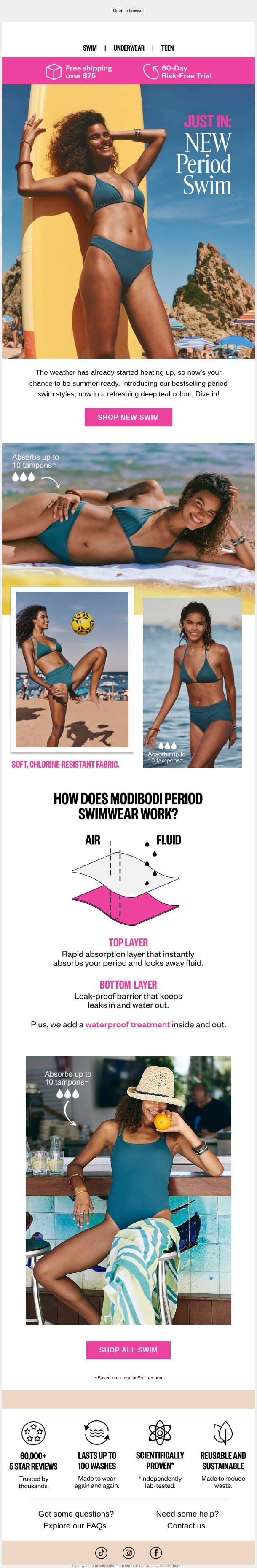 Summer is coming..... email from Modibodi screenshot
