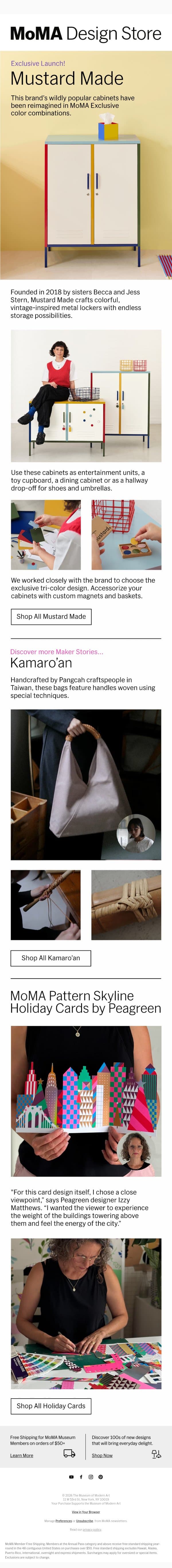 Exclusive Launch! Mustard Made Cabinets email from MoMA Design Store screenshot