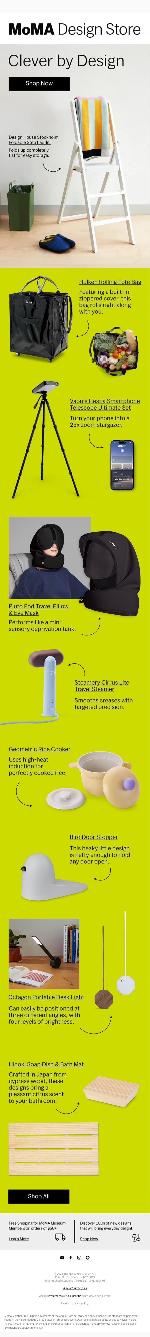 Clever Designs, Everyday Use email from MoMA Design Store screenshot