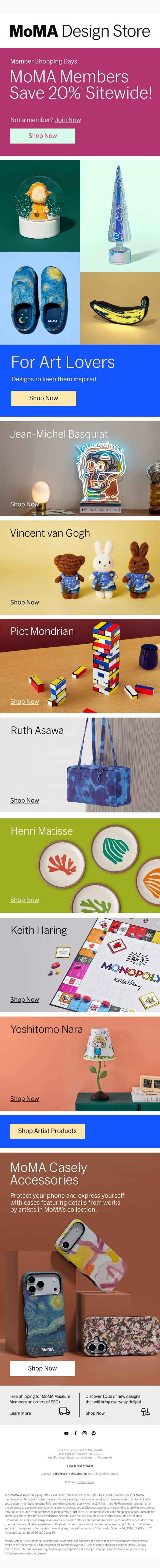Live with Designs Inspired by Van Gogh, Nara & More email from MoMA Design Store screenshot