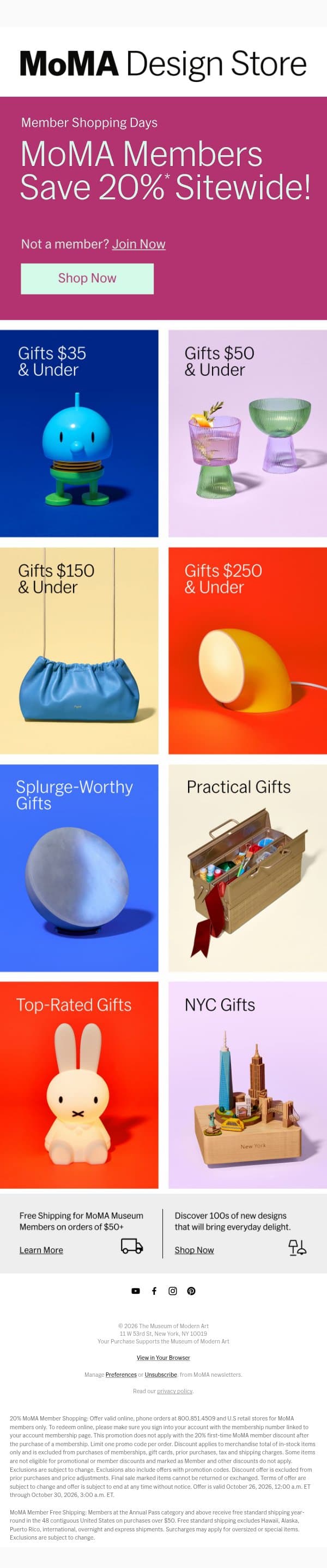 The Gifts on Everyone’s List 🎁 email from MoMA Design Store screenshot
