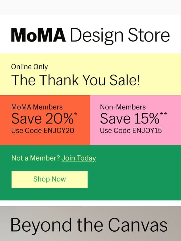 Up to 20% Off Artist Products & Sitewide email from MoMA Design Store