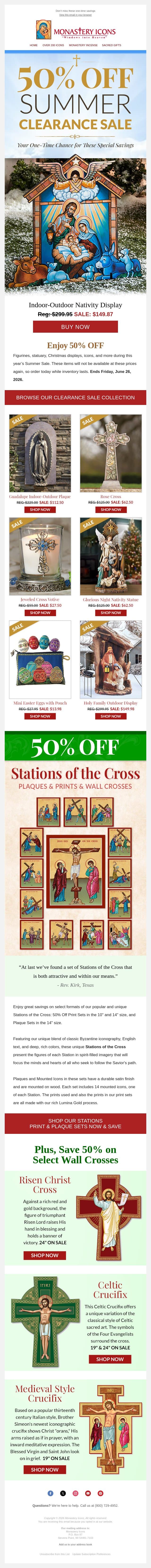 Christmas in June – 50% OFF email from Monastery Icons screenshot