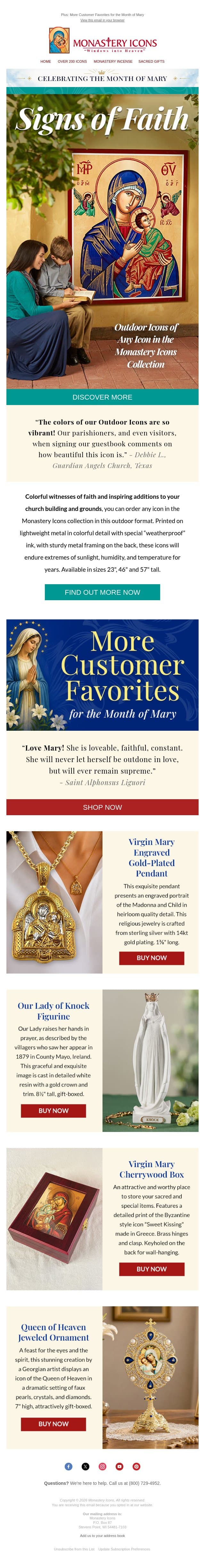 Signs of Faith: Outdoor Icons of Any Icon in Our Collection email from Monastery Icons screenshot