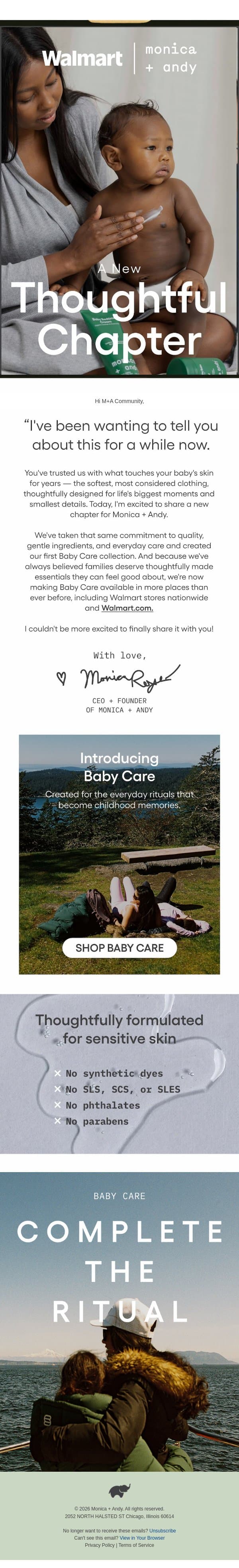 Your Baby's Softest Skin Era email from Monica + Andy screenshot