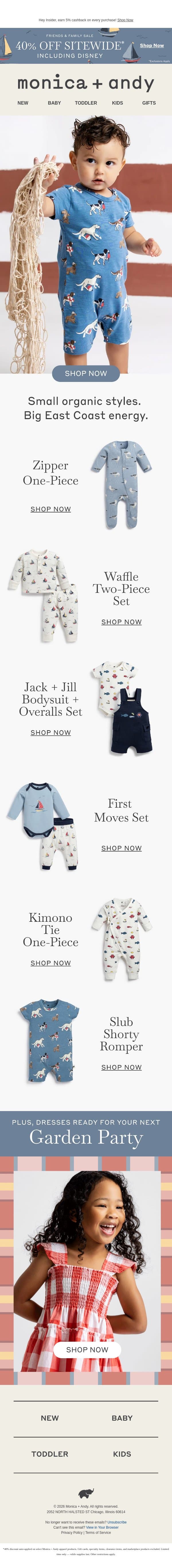 Ahoy, 40% Off Is Here ⚓ email from Monica + Andy screenshot