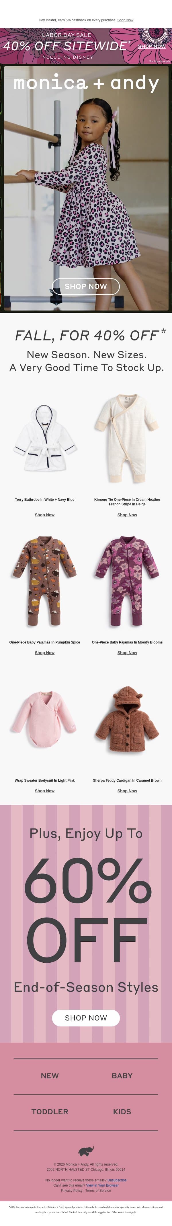 40% Off SITEWIDE π email from Monica + Andy screenshot