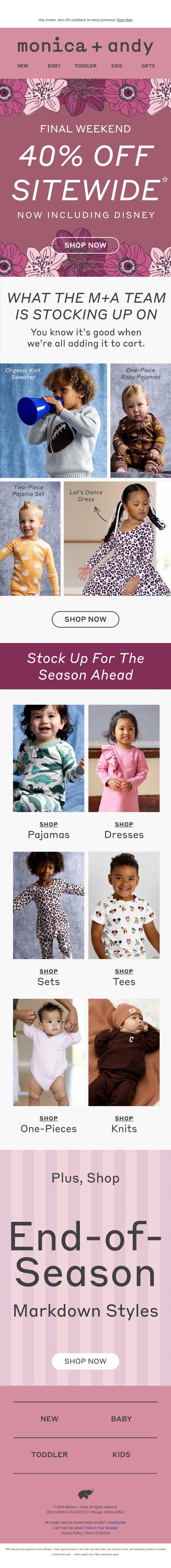 Final Weekend: 40% Off Sitewide email from Monica + Andy screenshot