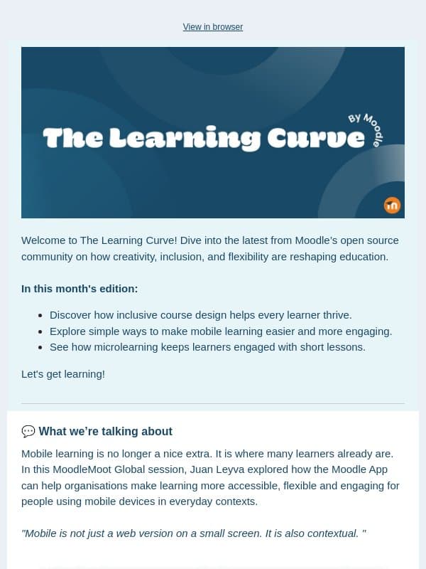 Discover how small learning moments create big impact email from Moodle