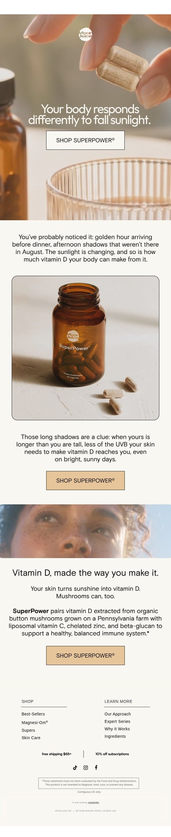 What fall means for your vitamin D email from Moon Juice screenshot