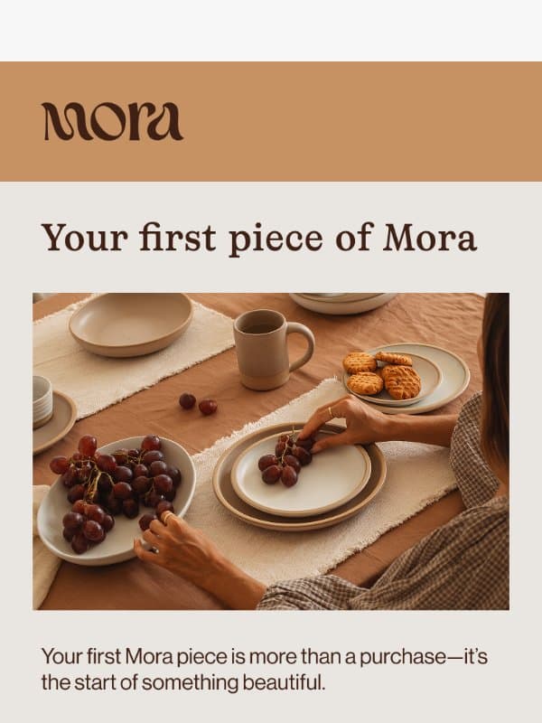 Your first piece of Mora is waiting email from Mora Ceramics