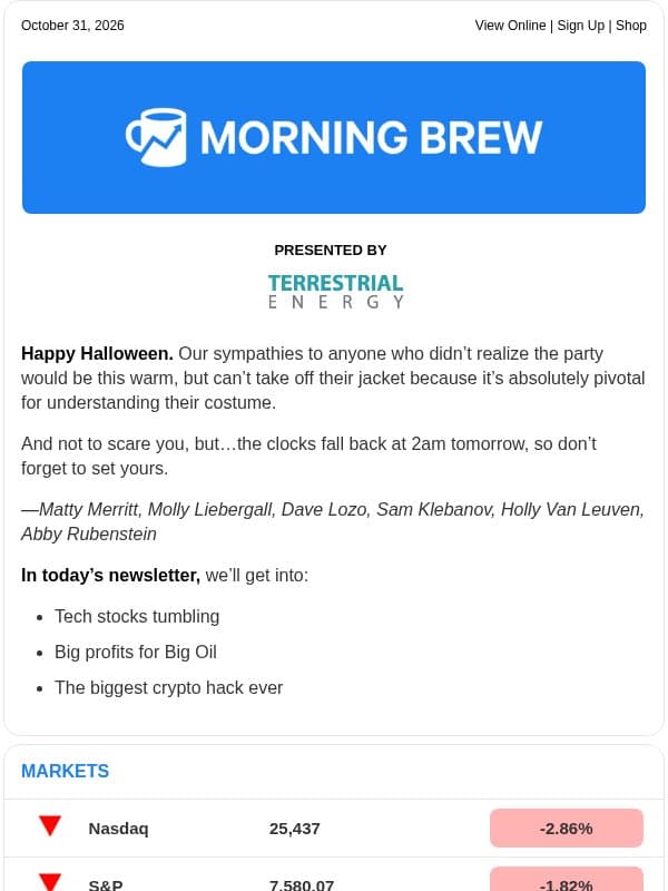 β Nothing scarier email from Morning Brew