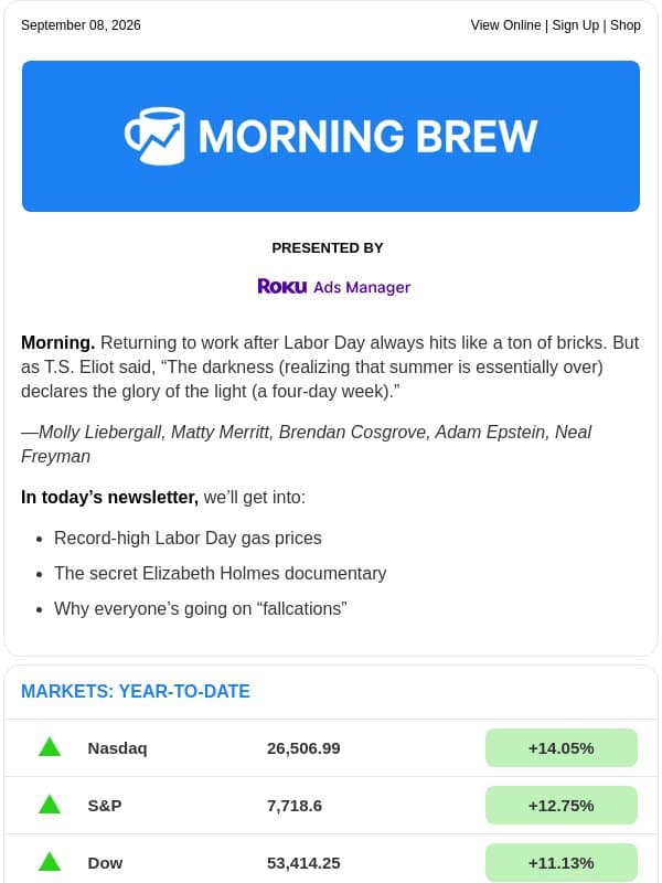 ☕ Pump it up email from Morning Brew