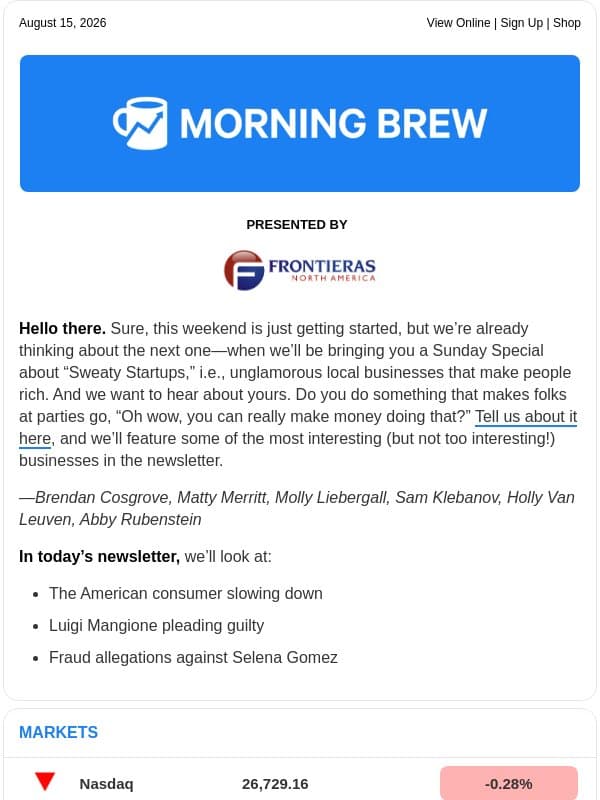 ☕ Retail details email from Morning Brew