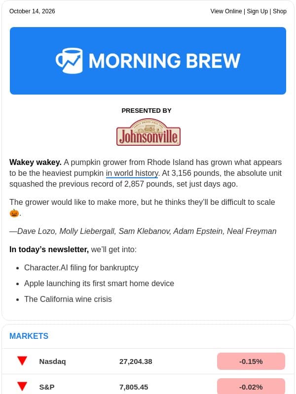 โ Character flaws email from Morning Brew