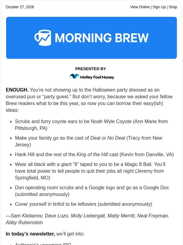 ☕️ ANT on the march email from Morning Brew