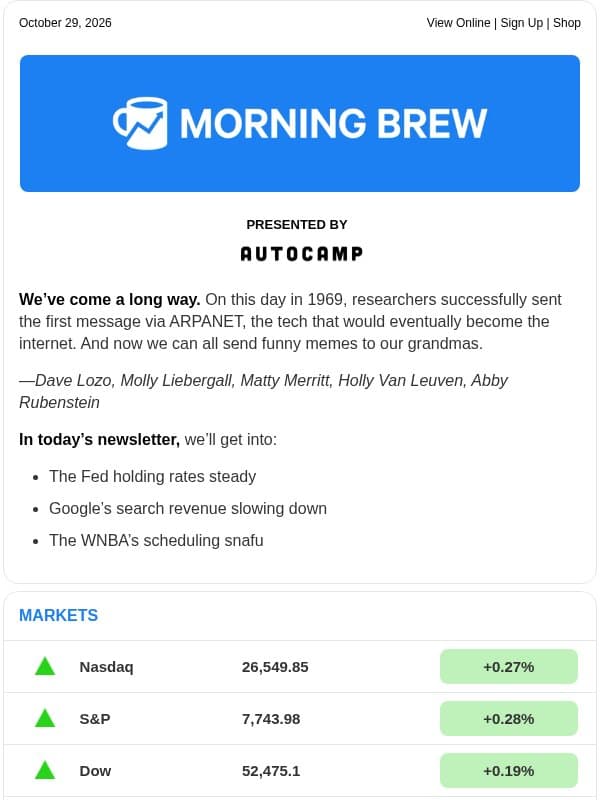 ☕️ Holding on email from Morning Brew