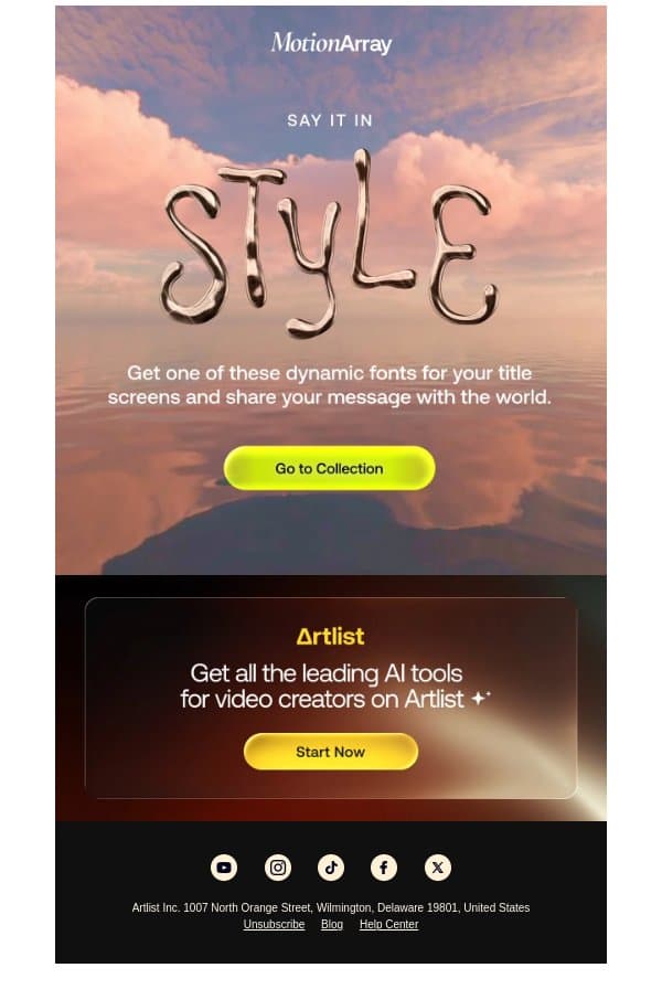 Share your message with the world with these stylish fonts email from Motion Array screenshot