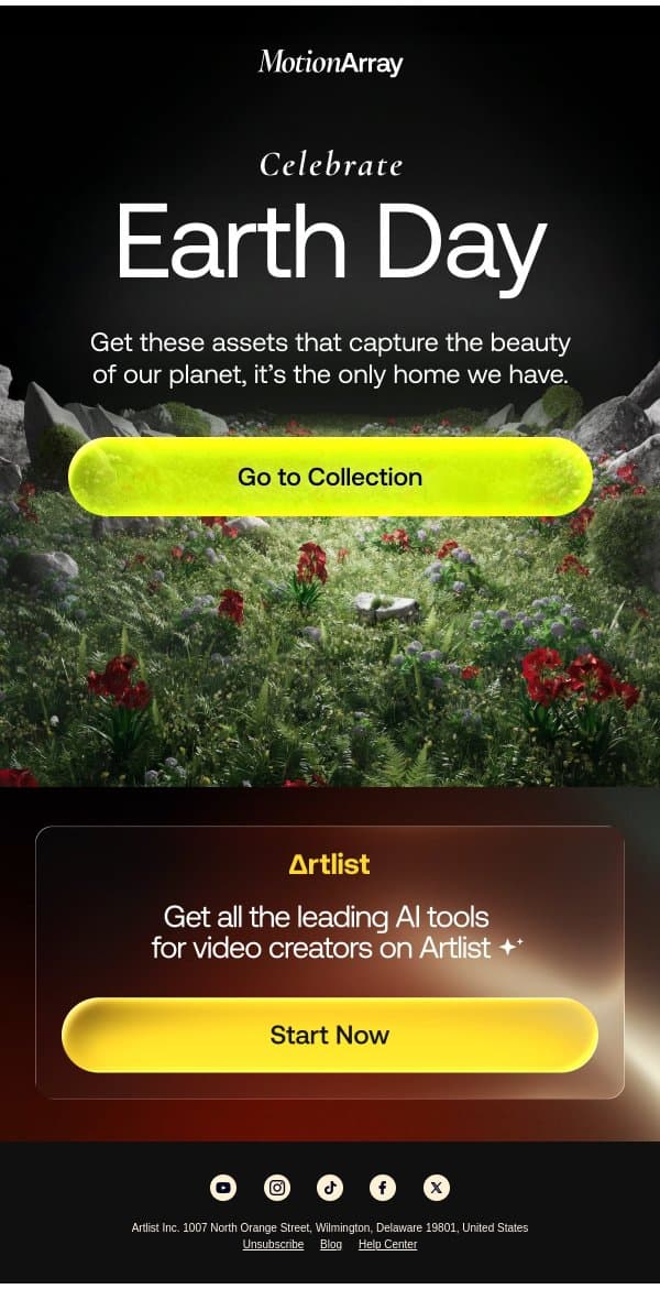 šEarth Day assets. Get ready. email from Motion Array screenshot