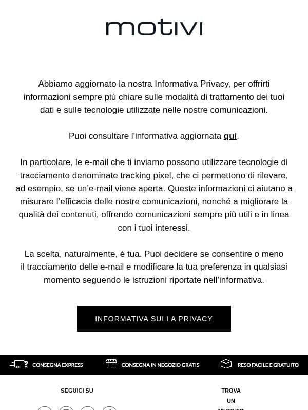Tutte le novità sulla tua Privacy email from Motivi