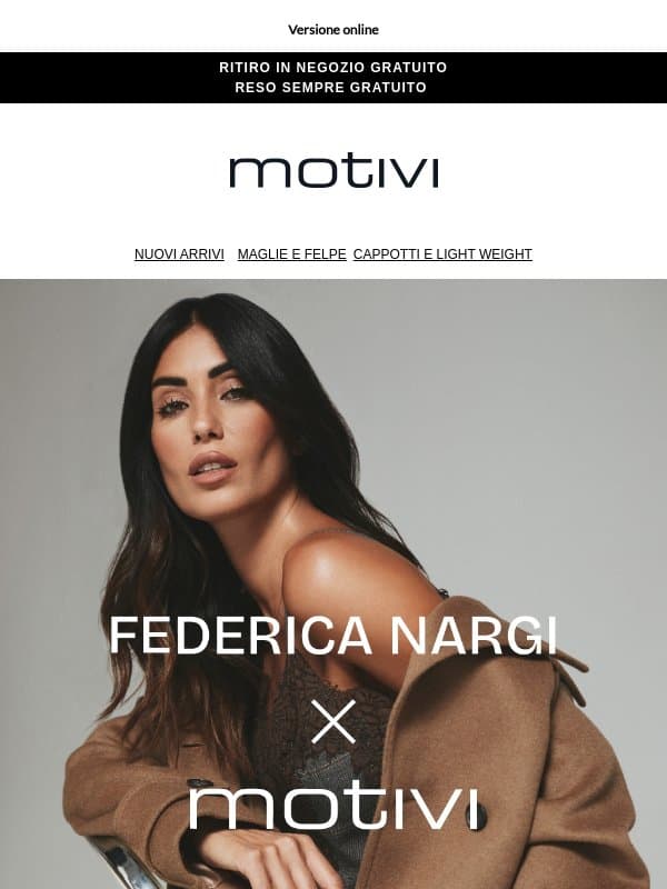 FEDERICA NARGI X MOTIVI email from Motivi