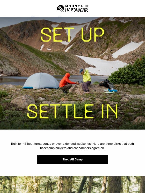 Camp comfort starts with these 3 pieces. email from Mountain Hardwear