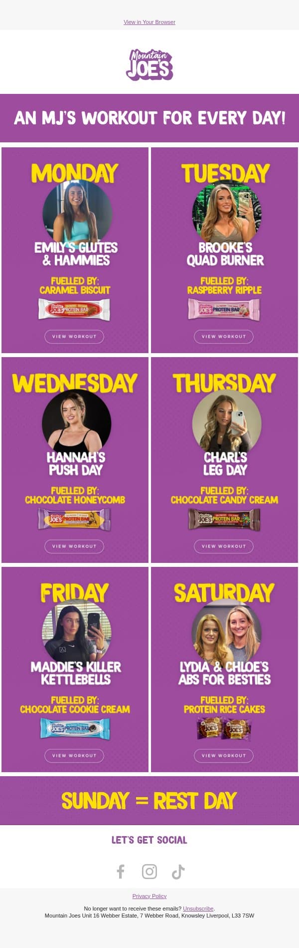 Workouts fuelled by MJs 💪 email from Mountain Joe's screenshot