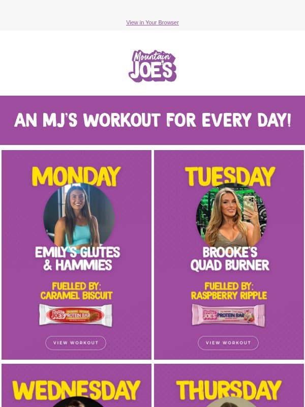 Workouts fuelled by MJs 💪 email from Mountain Joe's