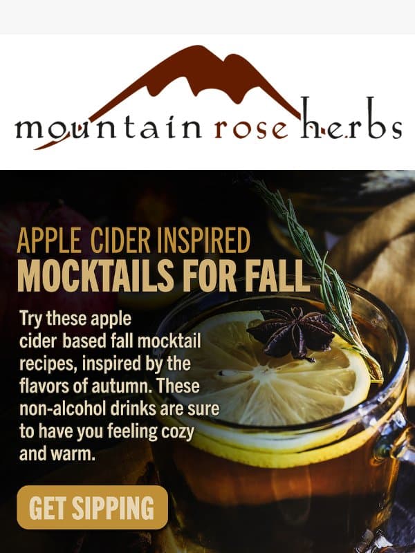 Try These 3 Apple Cider Mocktails for Fall email from Mountain Rose Herbs