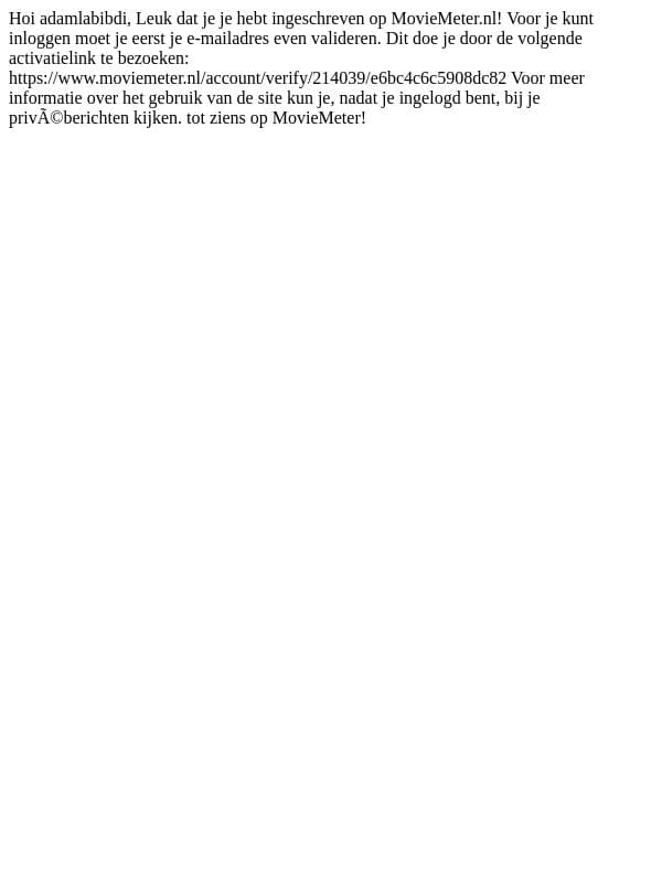 activeer je MovieMeter.nl account email from MovieMeter screenshot
