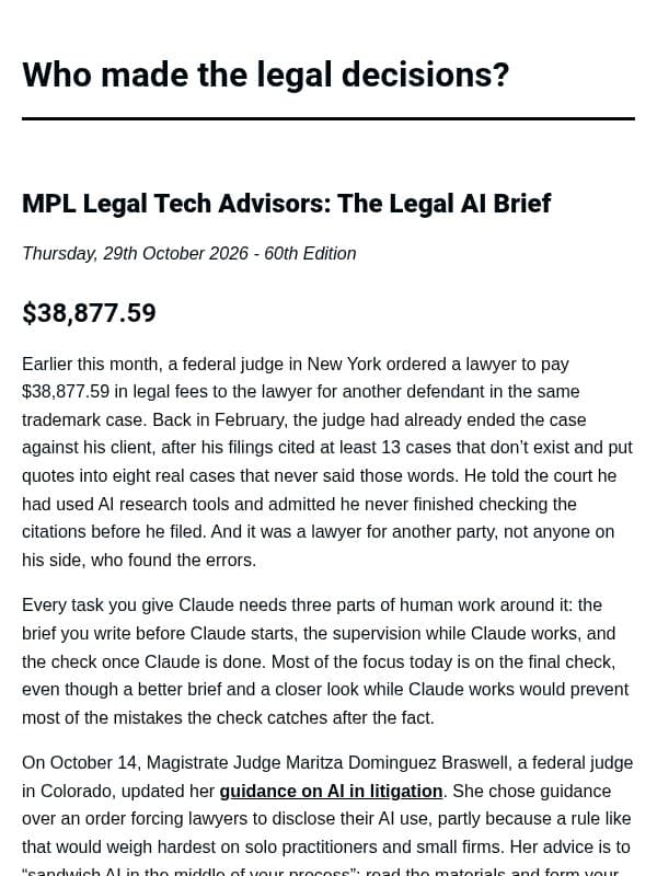 What happens before you check AI? email from MPL Advisors