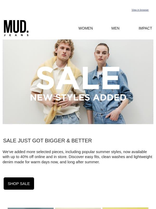 Sale Just Got Bigger email from MUD Jeans