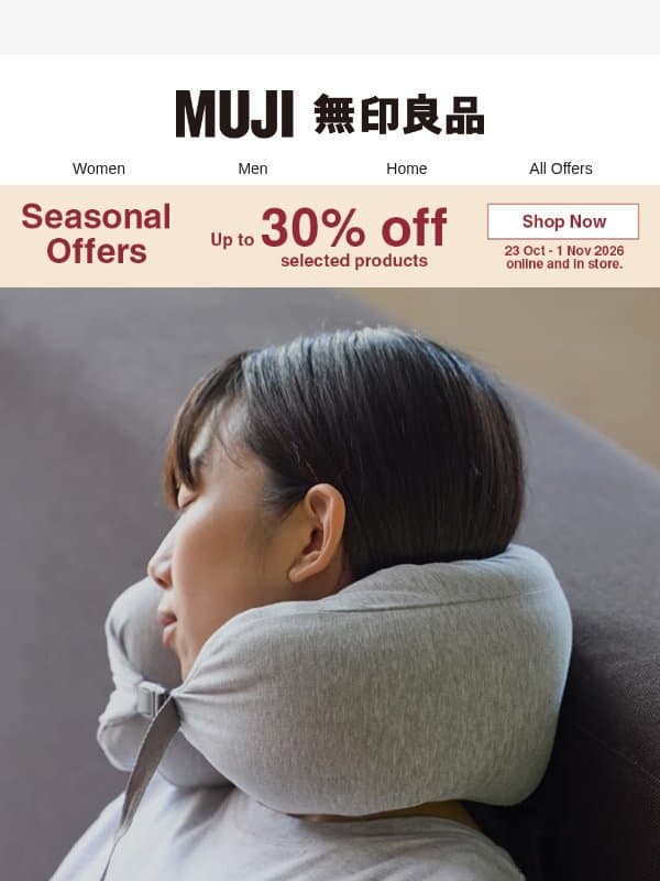 Autumn Getaways, Made Simple email from Muji
