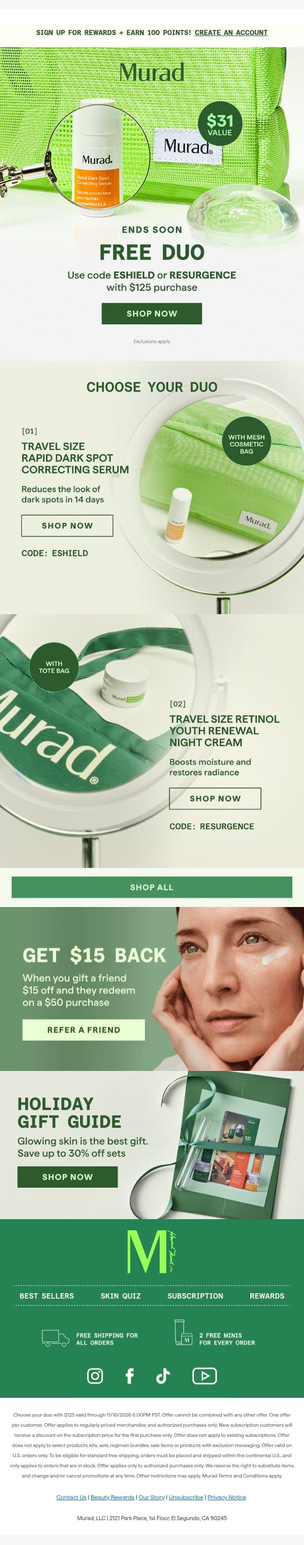 Choose the duo for you email from Murad screenshot