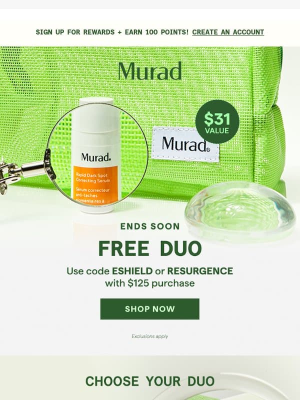 Choose the duo for you email from Murad
