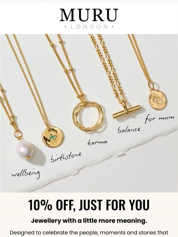 Thanks for joining Muru! email from Muru Jewellery