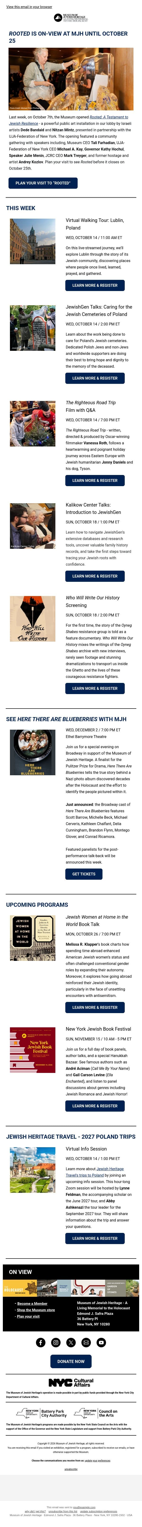 This Week: A Documentary on the Oyneg Shabes Resistance Group email from Museum of Jewish Heritage screenshot