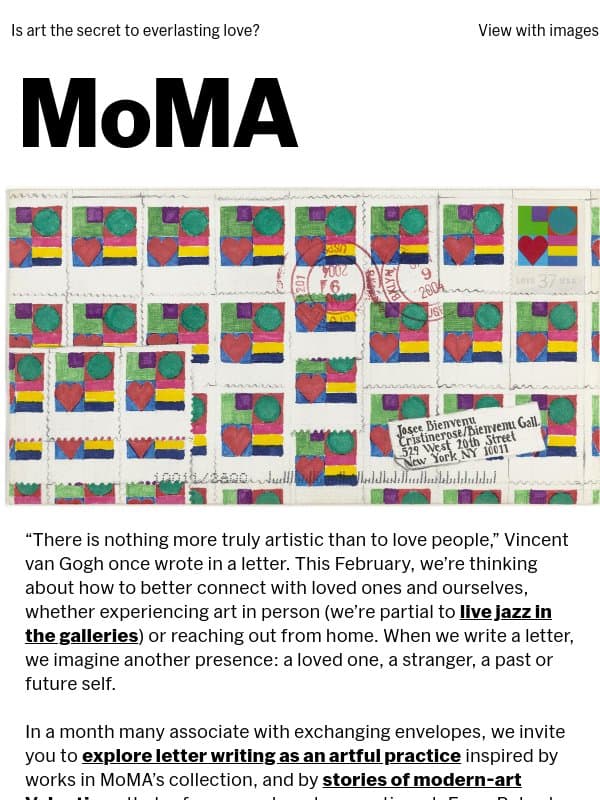 Modern art’s most intimate love stories email from Museum of Modern Art