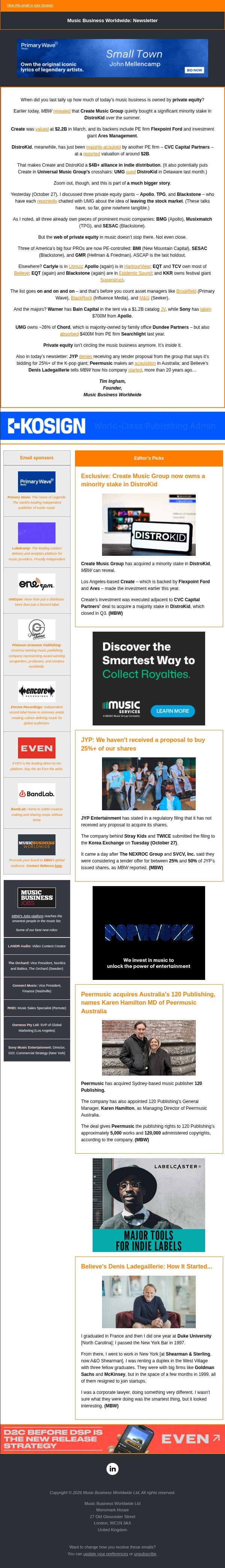 ✍️ Private Parts. email from Music Business Worldwide screenshot