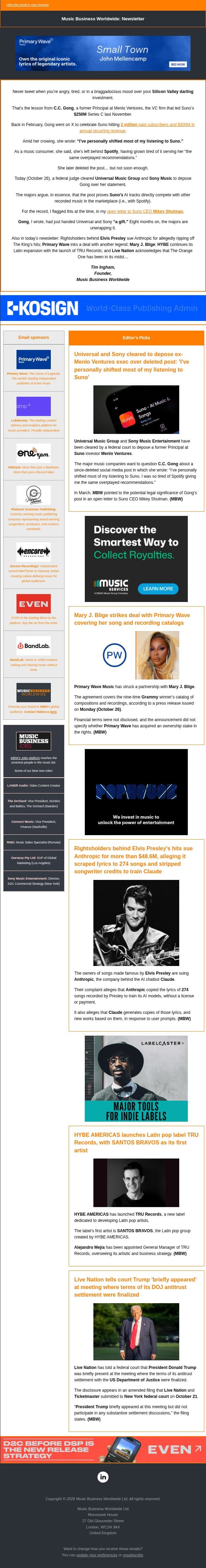 ✍️ Be Careful What You Tweet... email from Music Business Worldwide screenshot