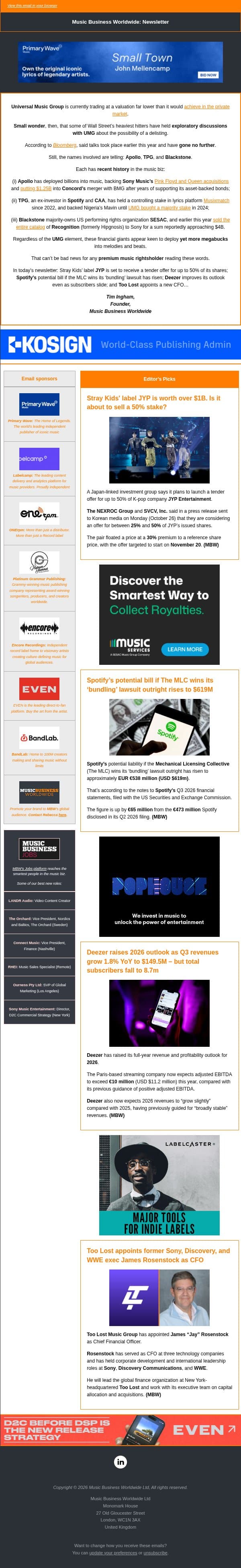 ✍️ Small Wonder. email from Music Business Worldwide screenshot