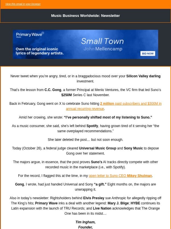 ✍️ Be Careful What You Tweet... email from Music Business Worldwide