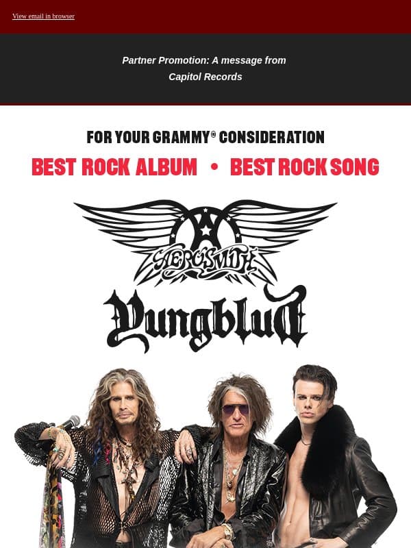 Aerosmith & Yungblud - 'One More Time': For Your GRAMMY® Consideration email from Music Business Worldwide