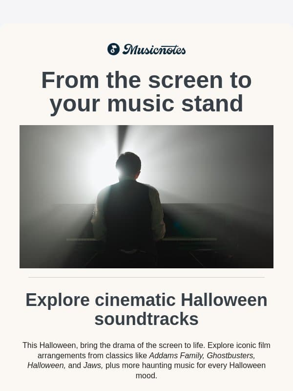 🎬 From the screen to your music stand! email from Musicnotes
