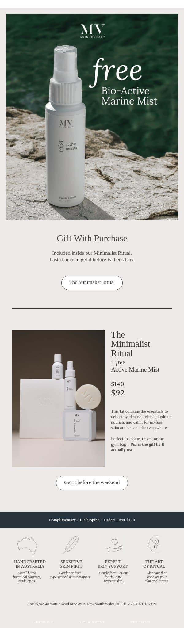 free Bio-Active Marine Mist π email from MV Skintherapy screenshot